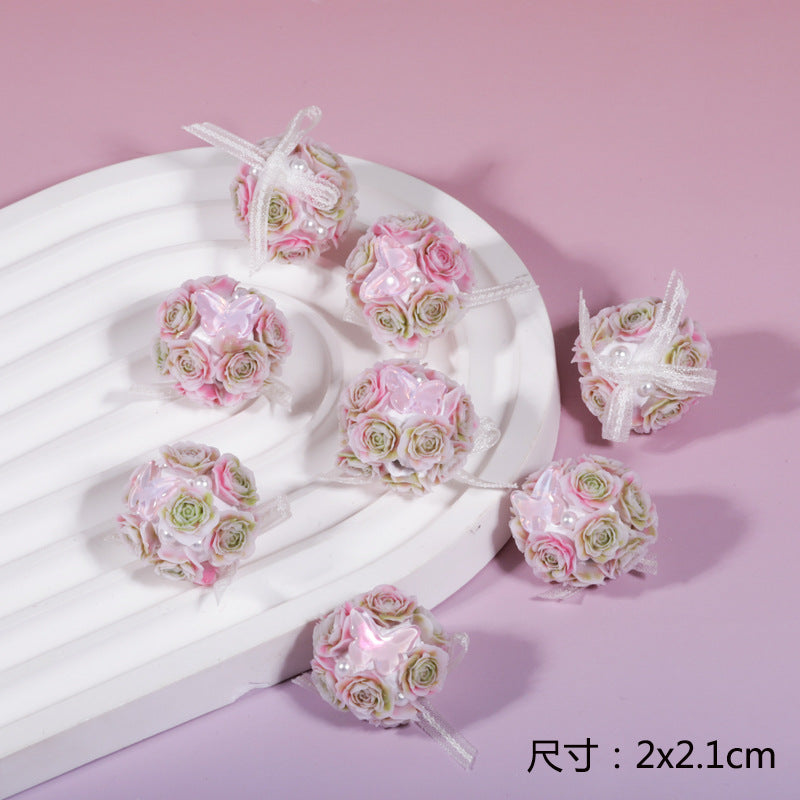 Wholesale 3PCS/Pack Butterfly rose flower ball through hole versatile loose beads DIY beaded mobile phone chain bag trailer hanging accessories